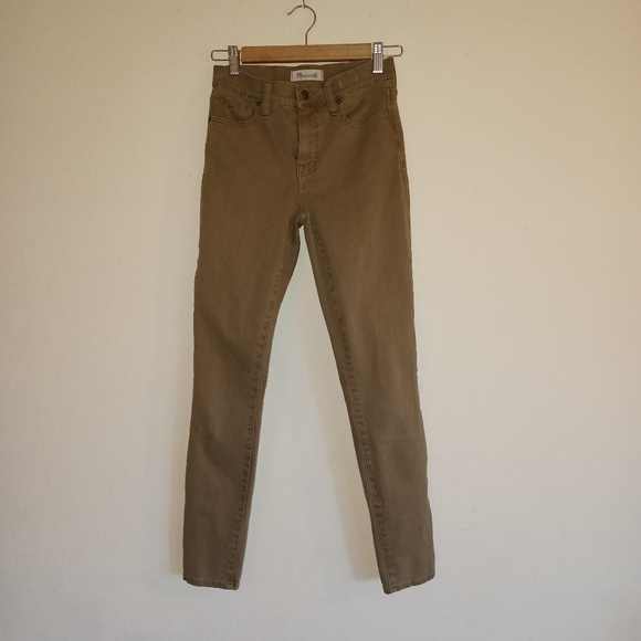 Madewell olive-green pants. GUC. 9" high riser. Size 25. - Picture 1 of 6